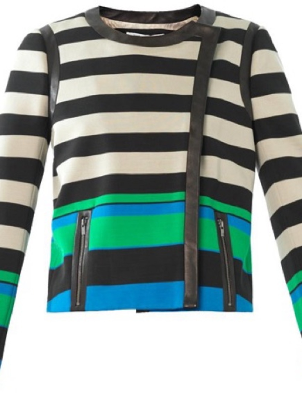 Diane Von Furstenberg Color block Striped Esther Blazer Jacket